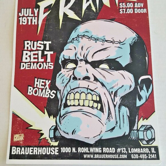 BRUTALLY FRANK POSTER 17" x 11" RARE Gig MONSTER MARK Rust Belt Demons Hex Bombs - Picture 3 of 3